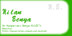 milan benya business card